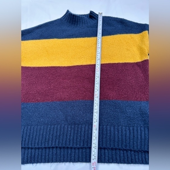 Cliche color block 3 striped sweater burgundy yellow navy blue - Picture 6 of 7